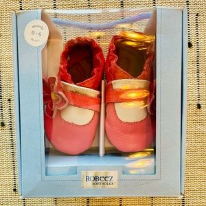 Robeez - Flower Girl Sorbet Soft Soles Leather Slippers - Size 0-6 Months